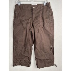 Columbia Capri Pants Womens Medium Brown Hiking Outdoor Drawcord Hem Zip Pockets